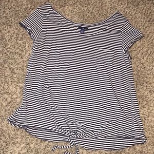 Navy/White stripe shirt with waist tie